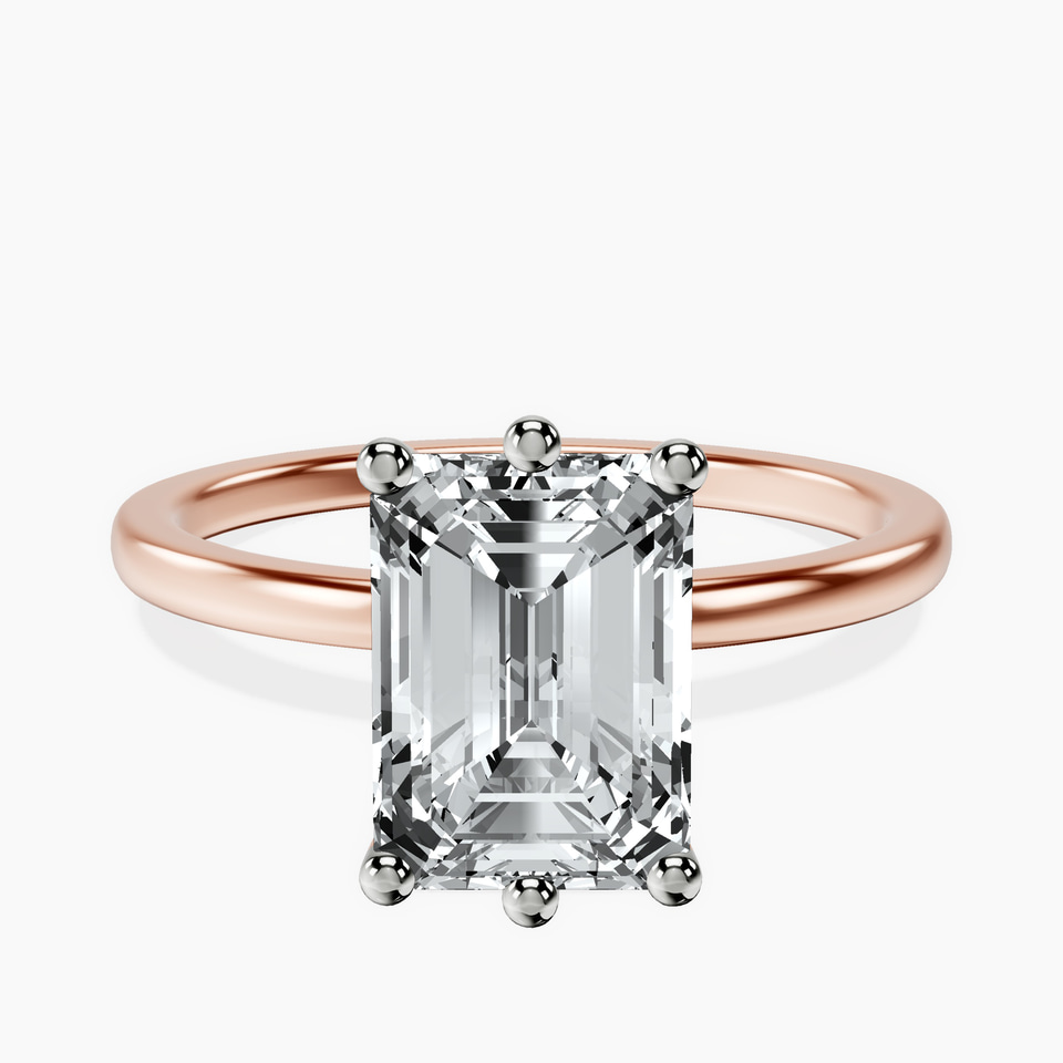 18kt Rose Gold Six Prong Solitaire 1.5mm Lab Diamond Ring front image
