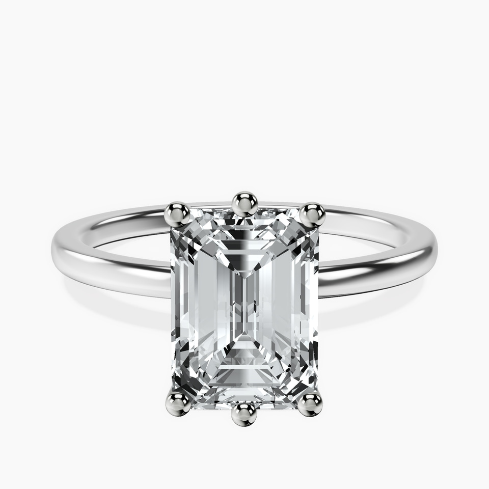 18kt White Gold Six Prong Solitaire 1.5mm Lab Diamond Ring front image