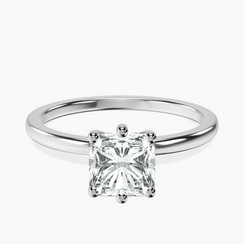 18kt White Gold Six Prong Solitaire 1.5mm Lab Diamond Ring front image