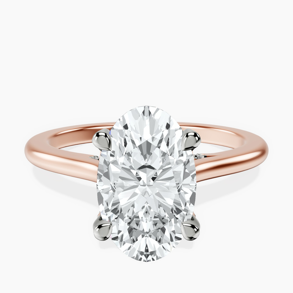 14kt Rose Gold Agnes Criss cross Prong Solitaire 1.5mm Lab Diamond Ring front image