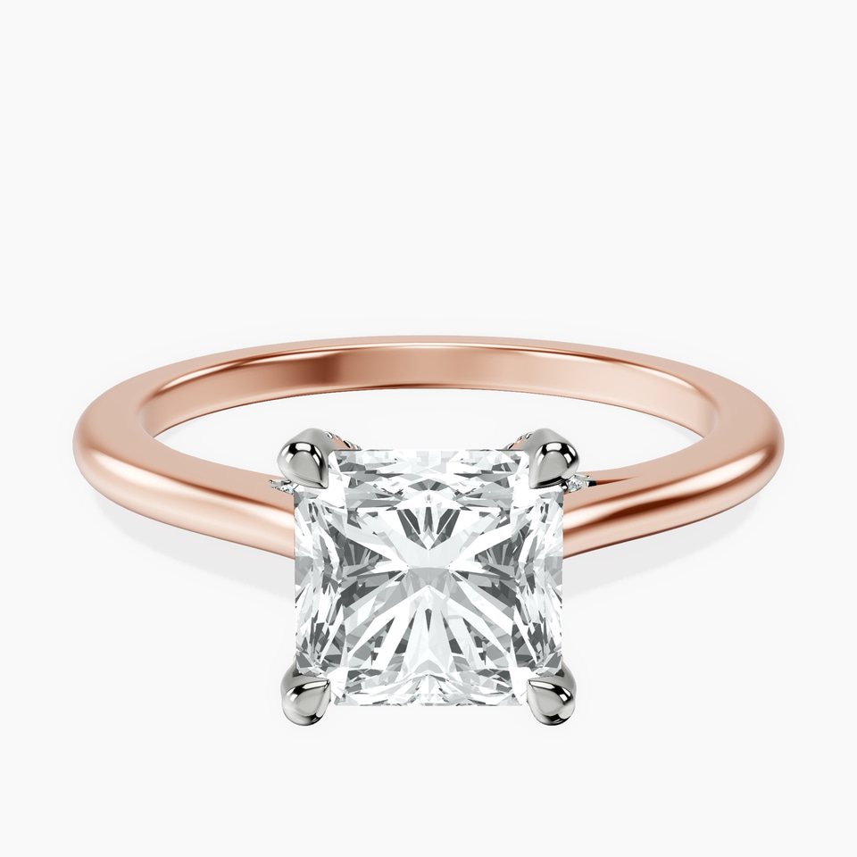 18kt Rose Gold Agnes Criss cross Prong Solitaire 1.5mm Lab Diamond Ring front image