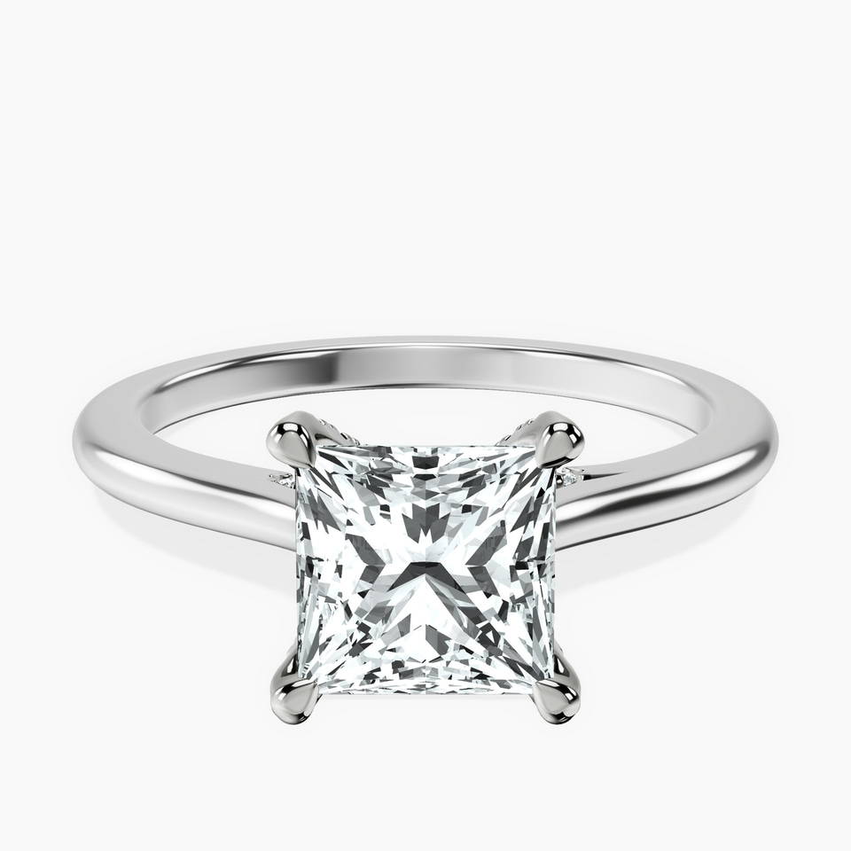 10kt White Gold Agnes Criss cross Prong Solitaire 1.5mm Lab Diamond Ring front image