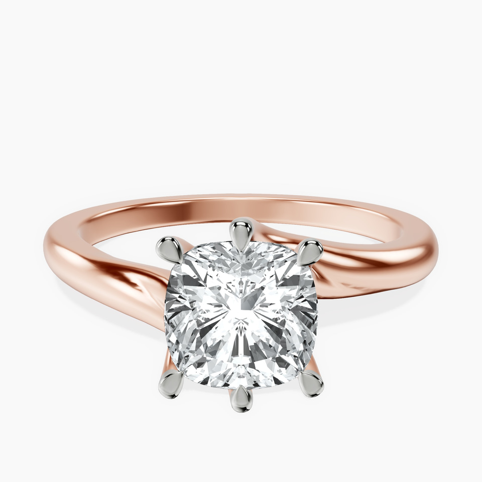 18kt Rose Gold Seraphina Twist Prongs Solitaire 1.5mm Lab Diamond Ring front image