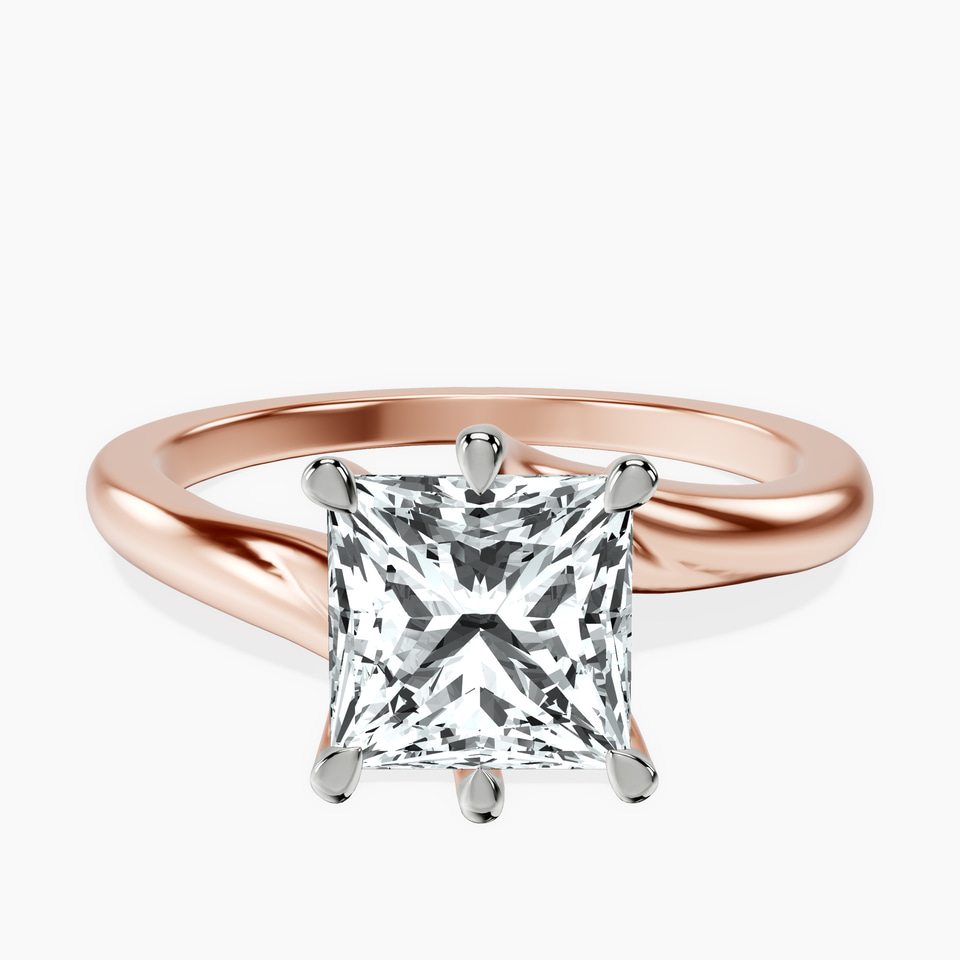 18kt Rose Gold Seraphina Twist Prongs Solitaire 1.5mm Lab Diamond Ring front image