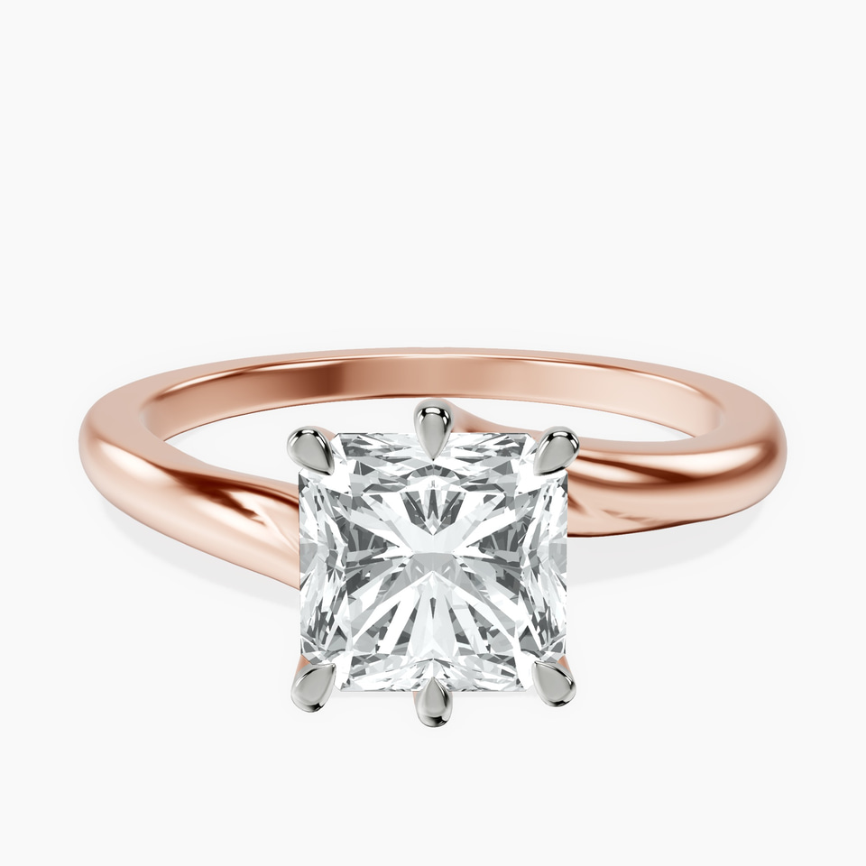 10kt Rose Gold Seraphina Twist Prongs Solitaire 1.5mm Lab Diamond Ring front image