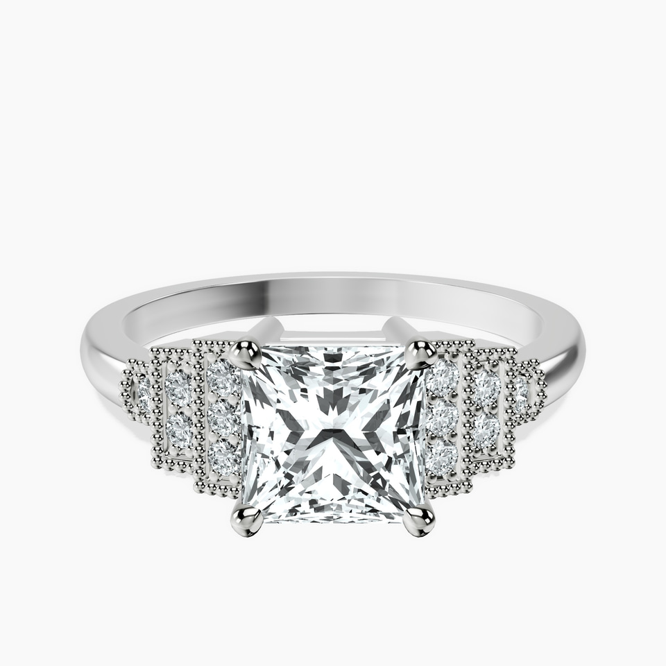 14kt White Gold Joy Tapering Side Stone Lab Diamond Ring front image