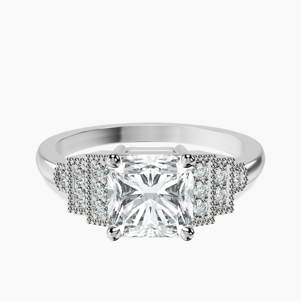 14kt White Gold Joy Tapering Side Stone Lab Diamond Ring front image