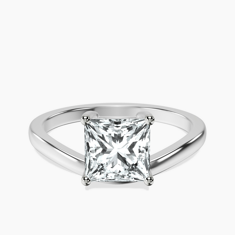10kt White Gold Crest Four Prong Solitaire Lab Diamond Ring front image