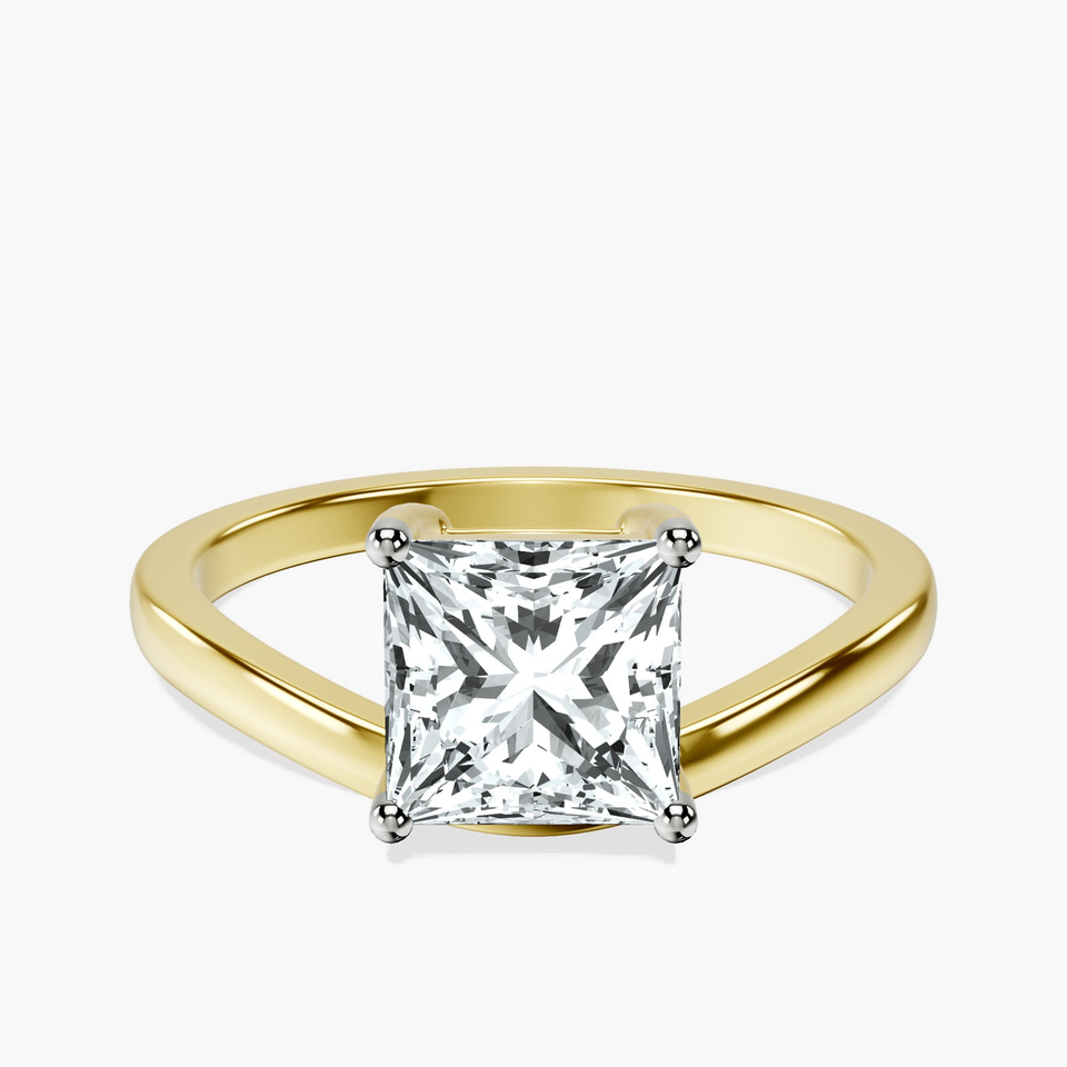 10kt Yellow Gold Crest Four Prong Solitaire Lab Diamond Ring front image