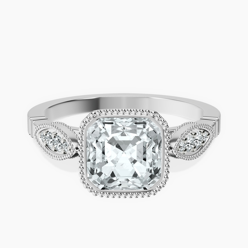 14ct White Gold Everly Vintage Bezel Lab Diamond Ring front image