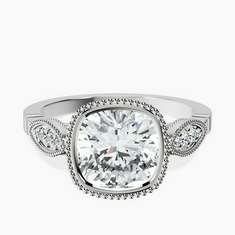 9ct White Gold Everly Vintage Bezel Lab Diamond Ring front image