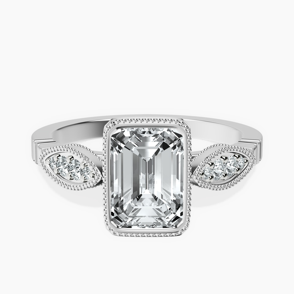 18ct White Gold Everly Vintage Bezel Lab Diamond Ring front image