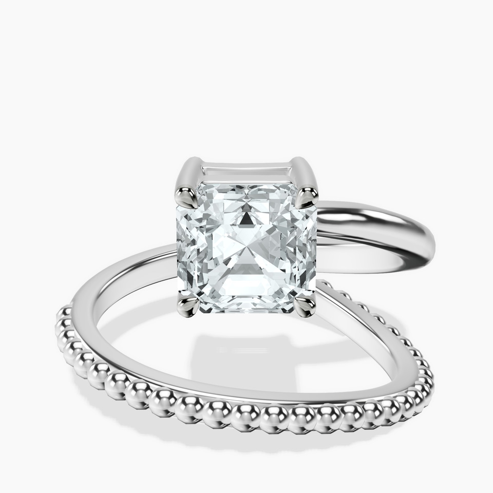 14ct White Gold Crest Wrap Four Prong Solitaire Lab Diamond Ring front image