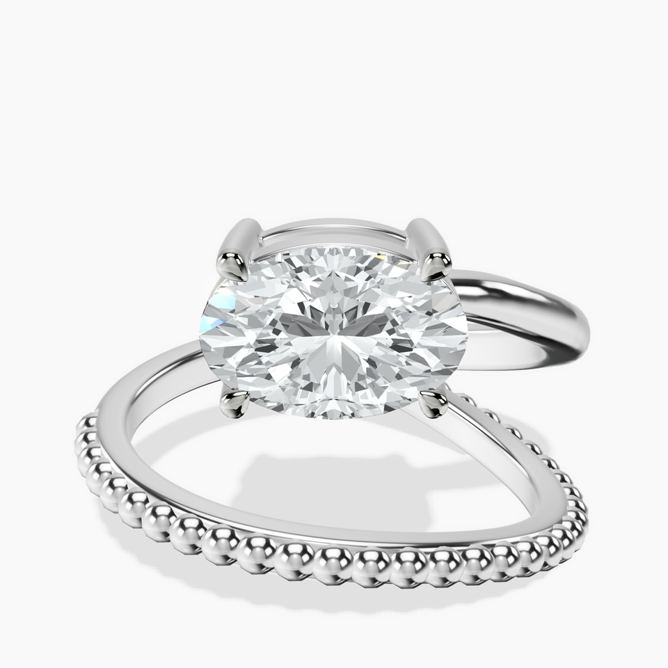 14ct White Gold Crest Wrap Four Prong Solitaire Lab Diamond Ring front image