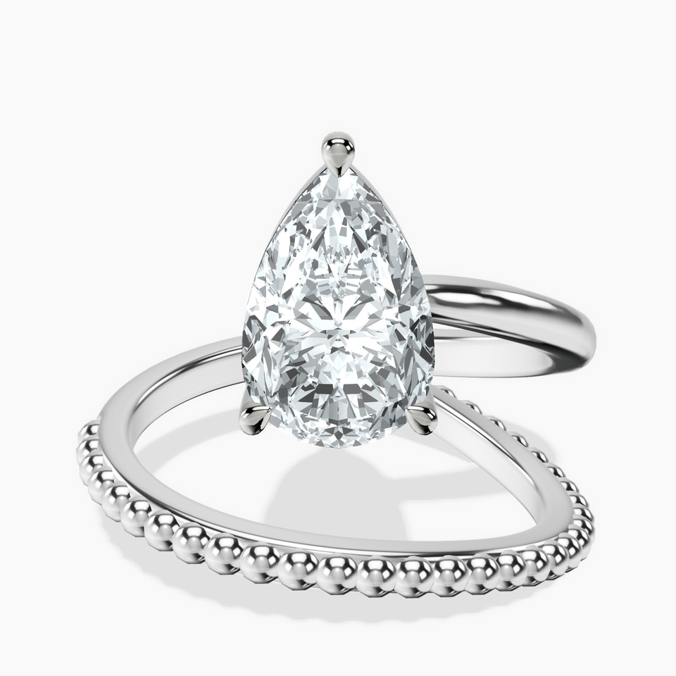 14ct White Gold Crest Wrap Four Prong Solitaire Lab Diamond Ring front image