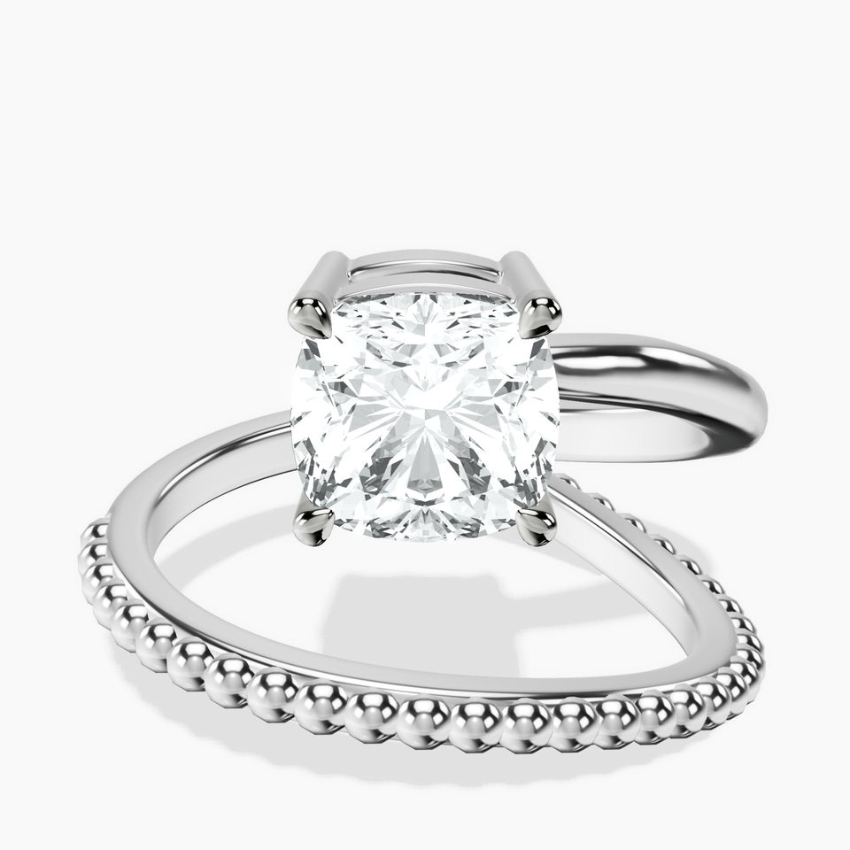 Platinum Crest Wrap Four Prong Solitaire Lab Diamond Ring front image