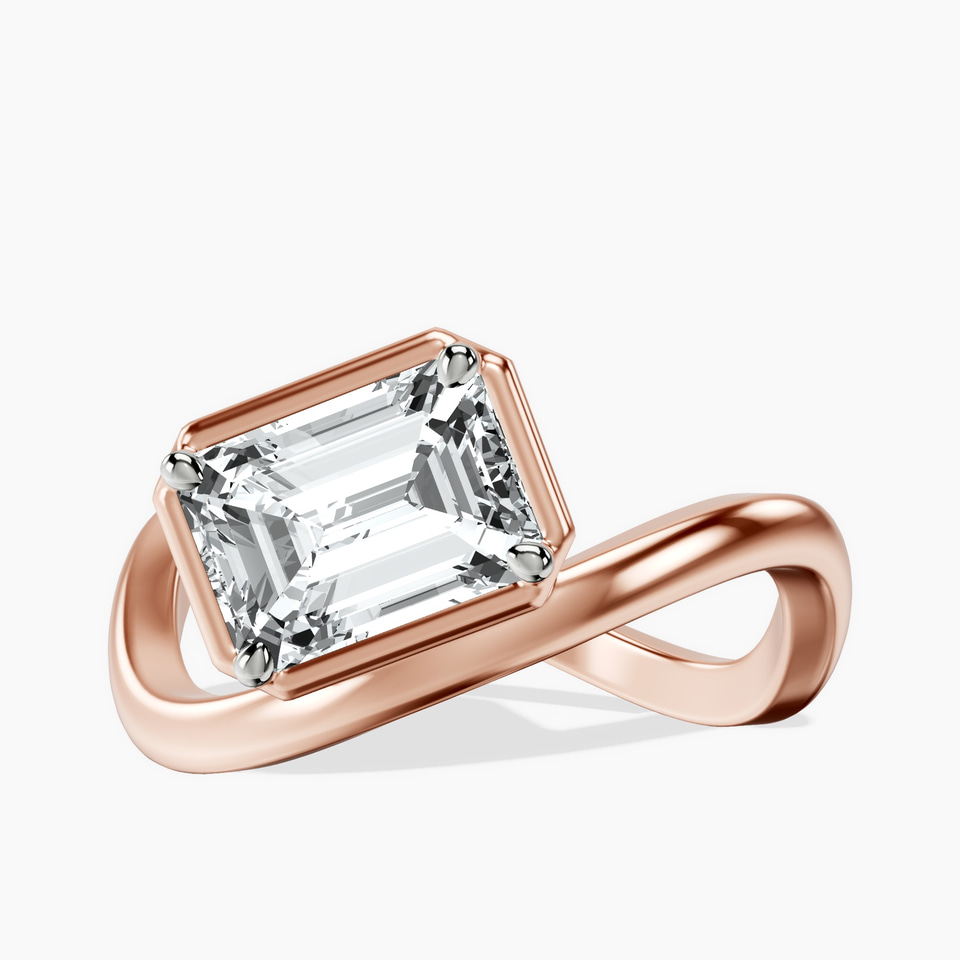 10kt Rose Gold Infinity Crest Four Prong Solitaire Lab Diamond Ring front image