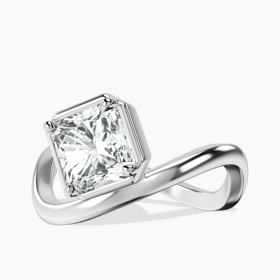 10kt Yellow Gold Infinity Crest Four Prong Solitaire Lab Diamond Ring front image