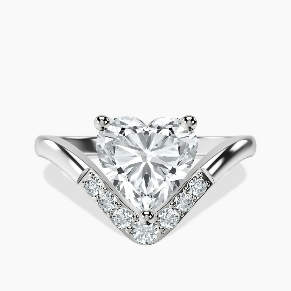 18ct White Gold Curved Crest Lab Diamond Ring front image