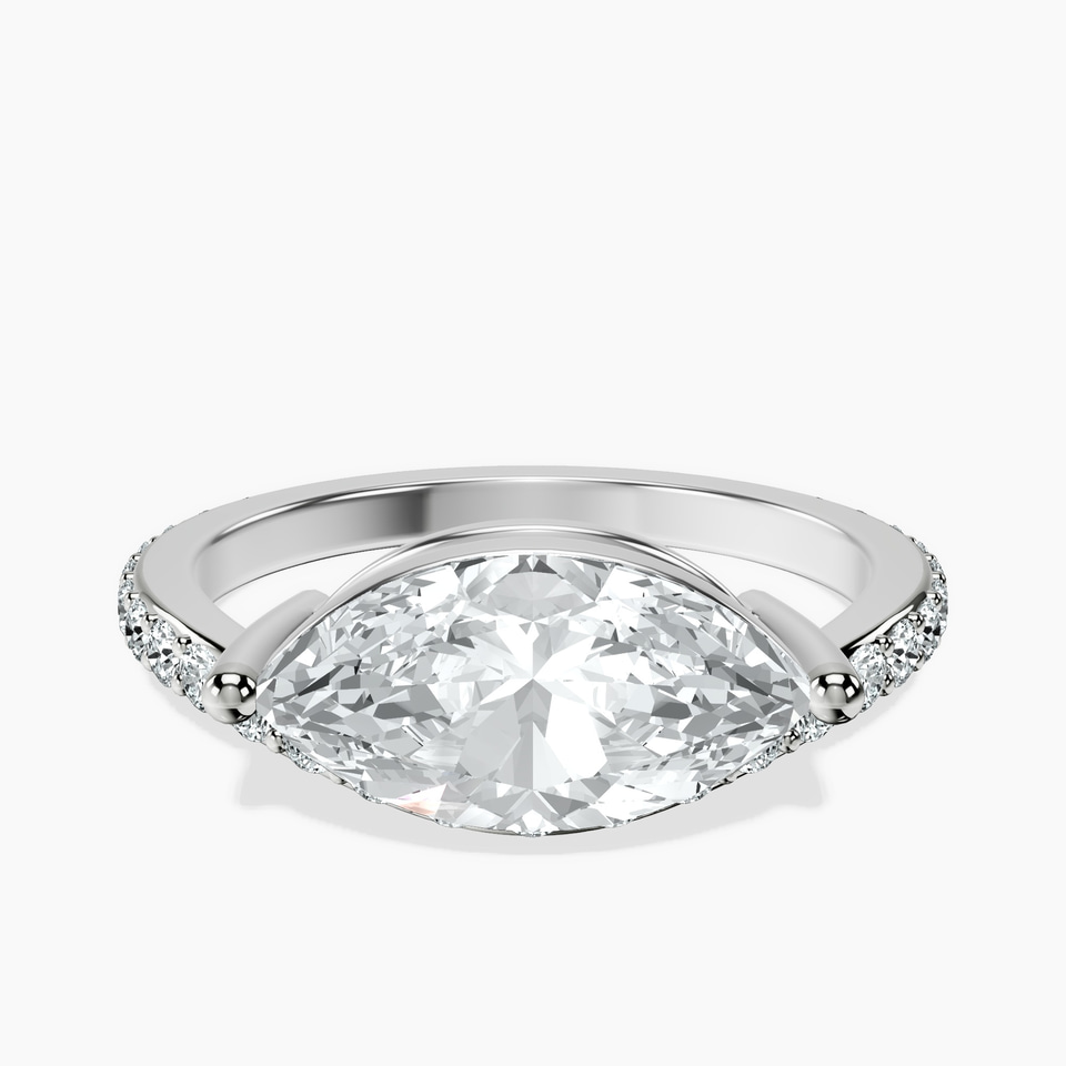 14ct White Gold Pave Crest Lab Diamond Ring front image