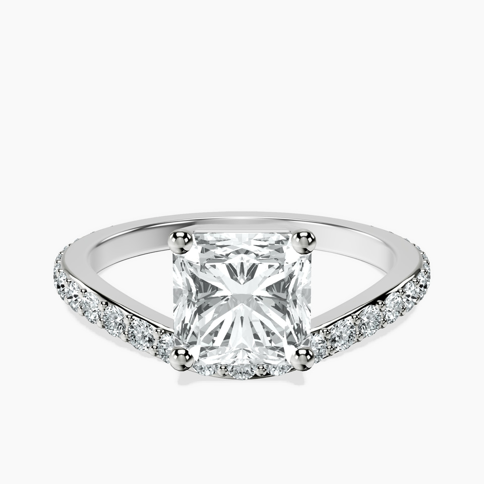 9ct White Gold Pave Crest Lab Diamond Ring front image
