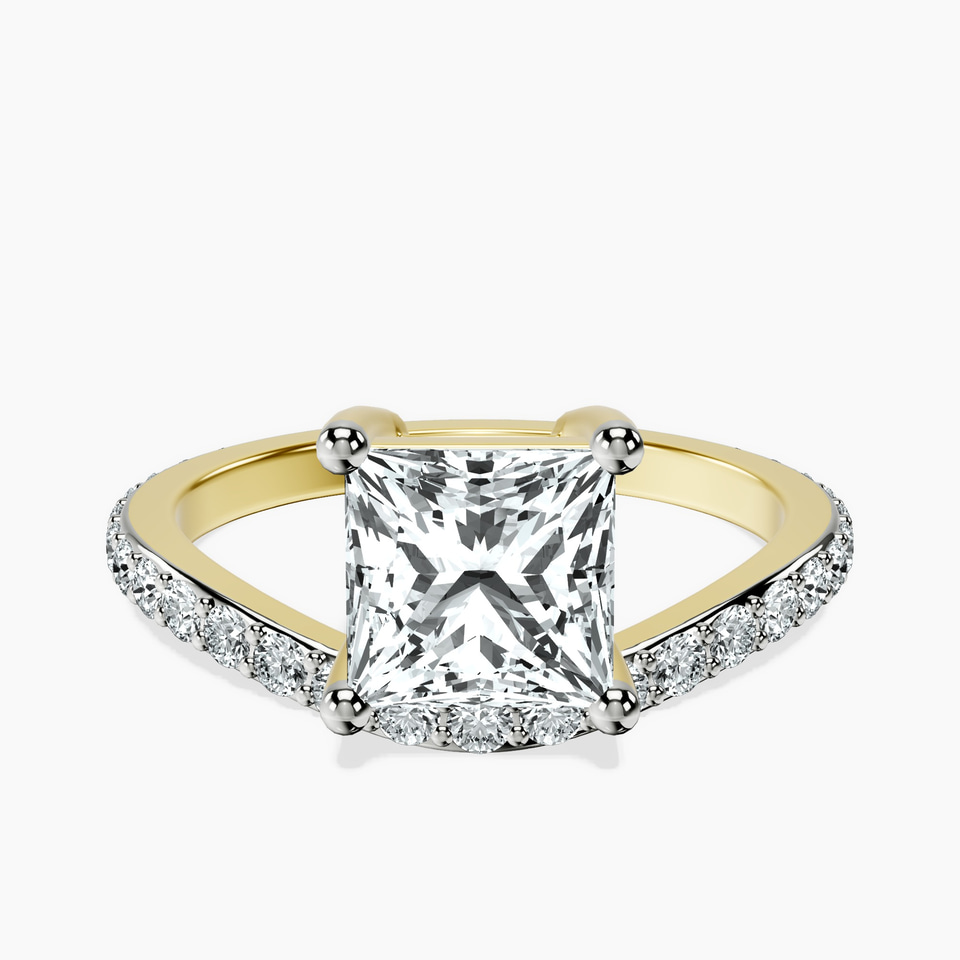 18ct Yellow Gold Pave Crest Lab Diamond Ring front image