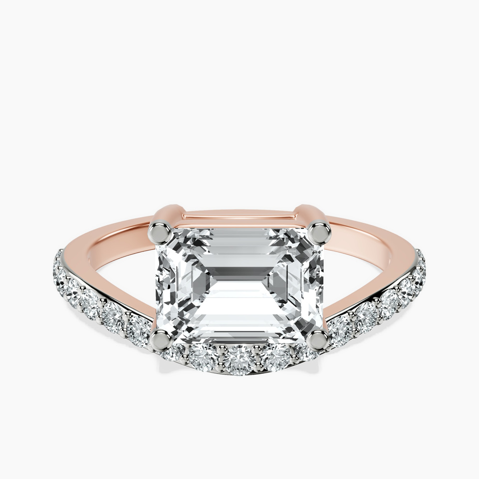 9ct Rose Gold Half Pave Crest Lab Diamond Ring front image