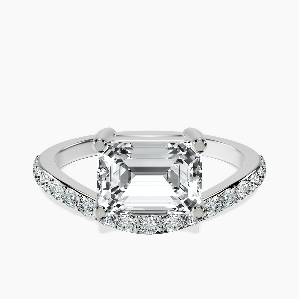 Platinum Half Pave Crest Lab Diamond Ring front image