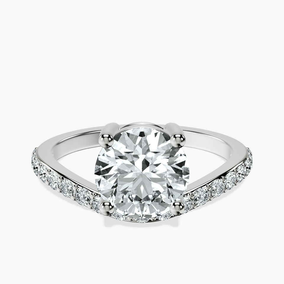 14ct White Gold Half Pave Crest Lab Diamond Ring front image