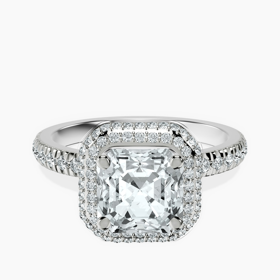 9ct White Gold Amarya Secret Double Halo Lab Diamond Ring front image