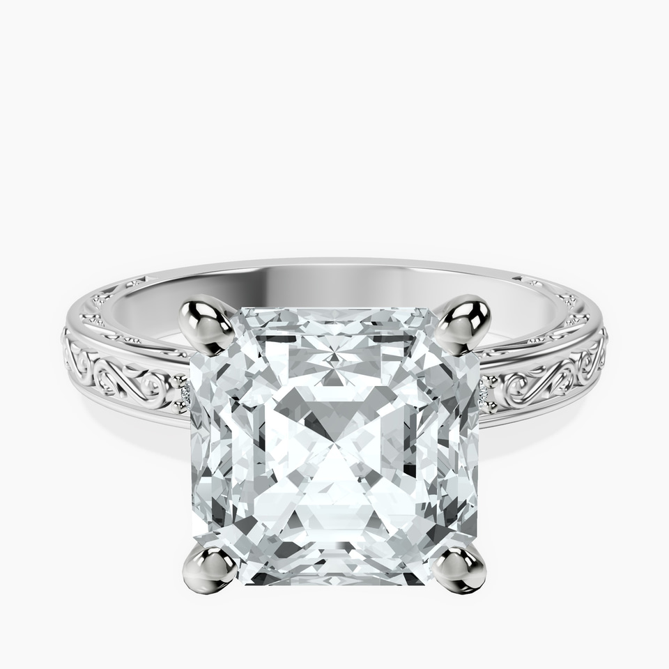 10kt White Gold Antique Allure Vintage Lab Diamond Ring front image