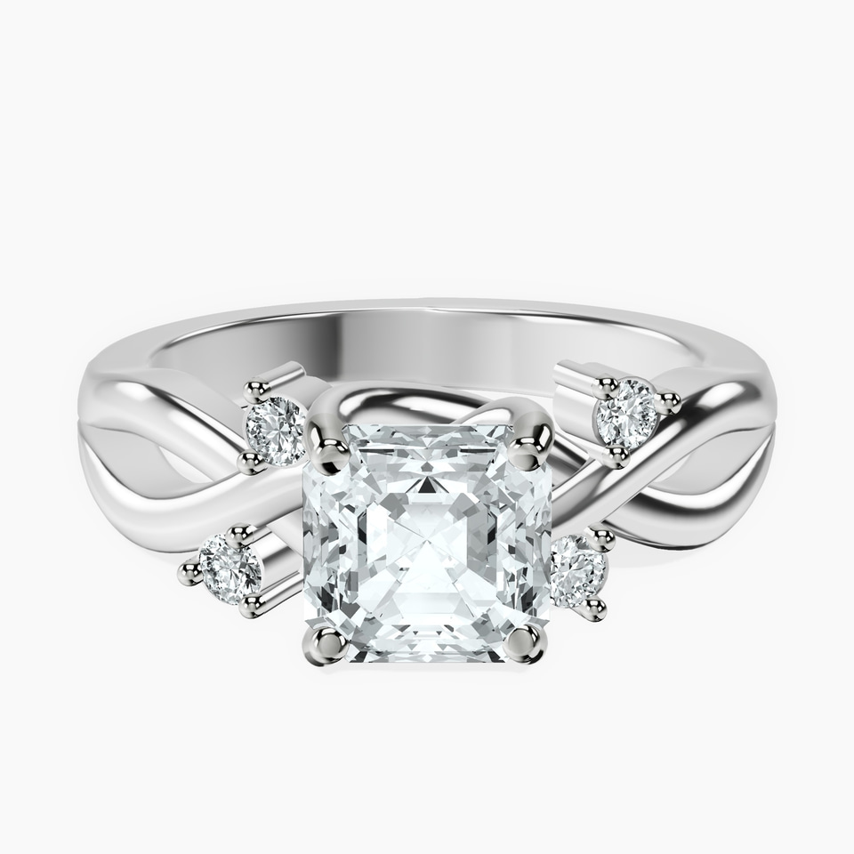 10kt White Gold Twisted Blossom Lab Diamond Ring front image