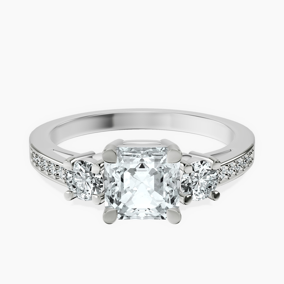 Platinum Trilogy Three Stone Lab Diamond Ring front image