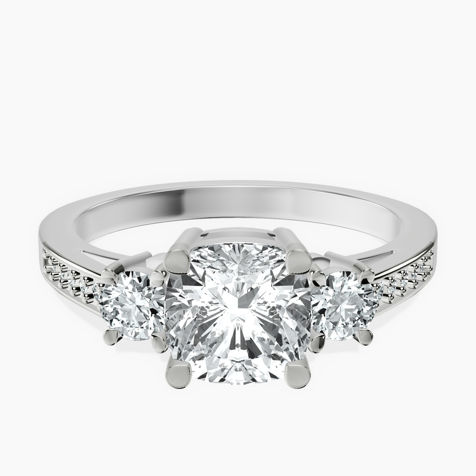 Platinum Trilogy Three Stone Lab Diamond Ring front image