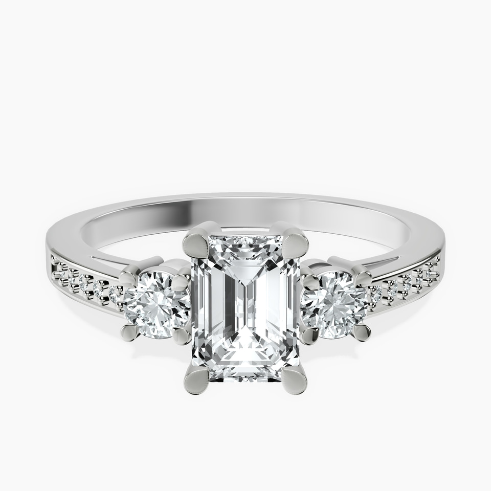 10kt White Gold Trilogy Three Stone Lab Diamond Ring front image