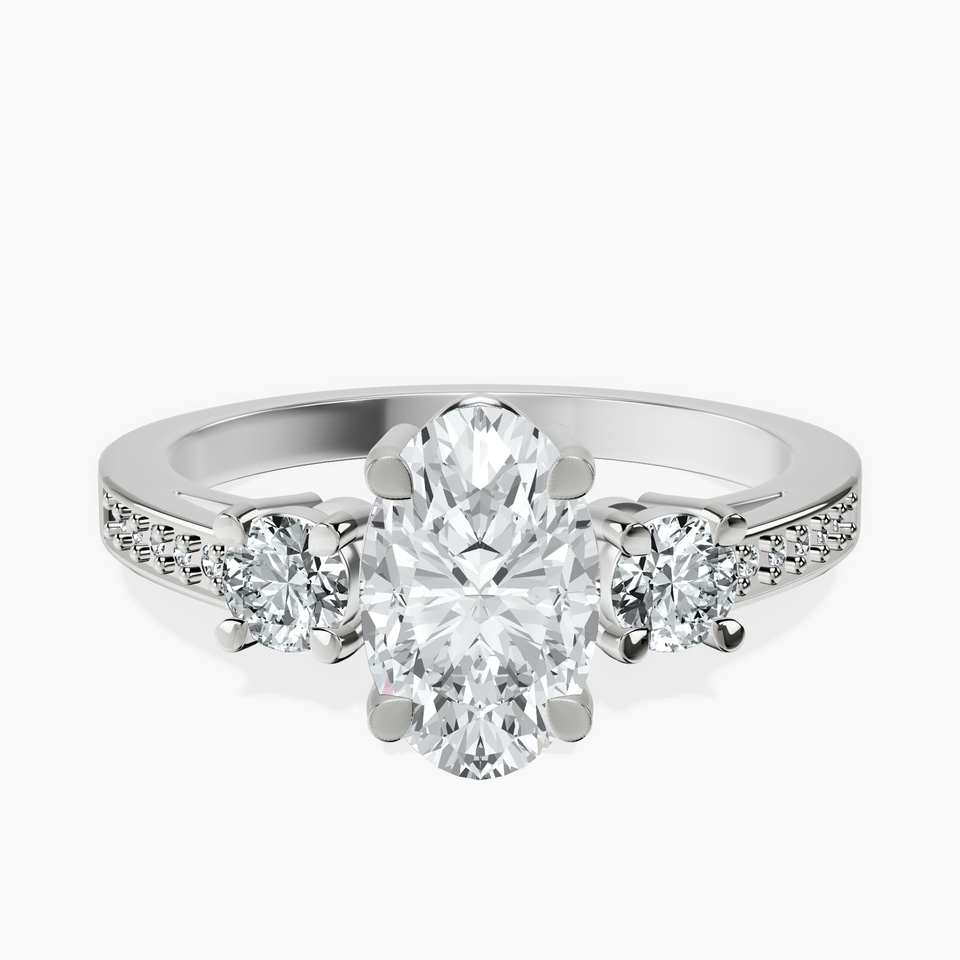 10kt White Gold Trilogy Three Stone Lab Diamond Ring front image