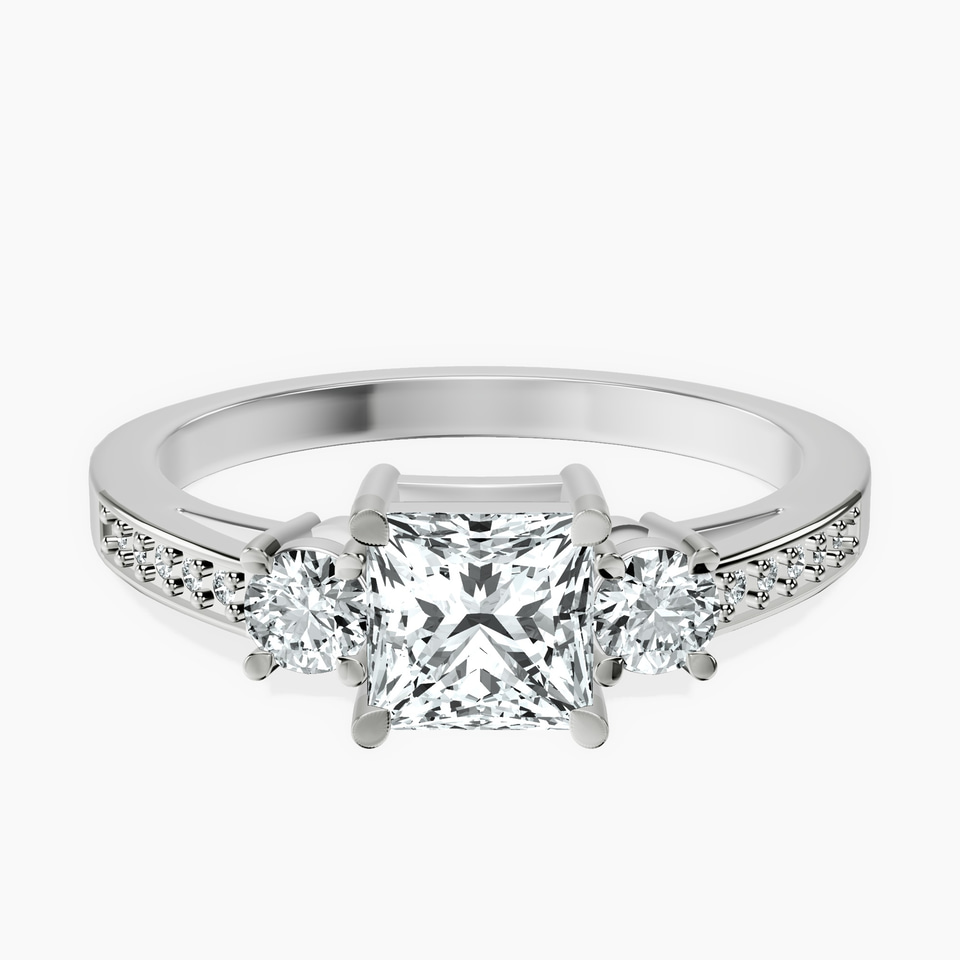 Platinum Trilogy Three Stone Lab Diamond Ring front image