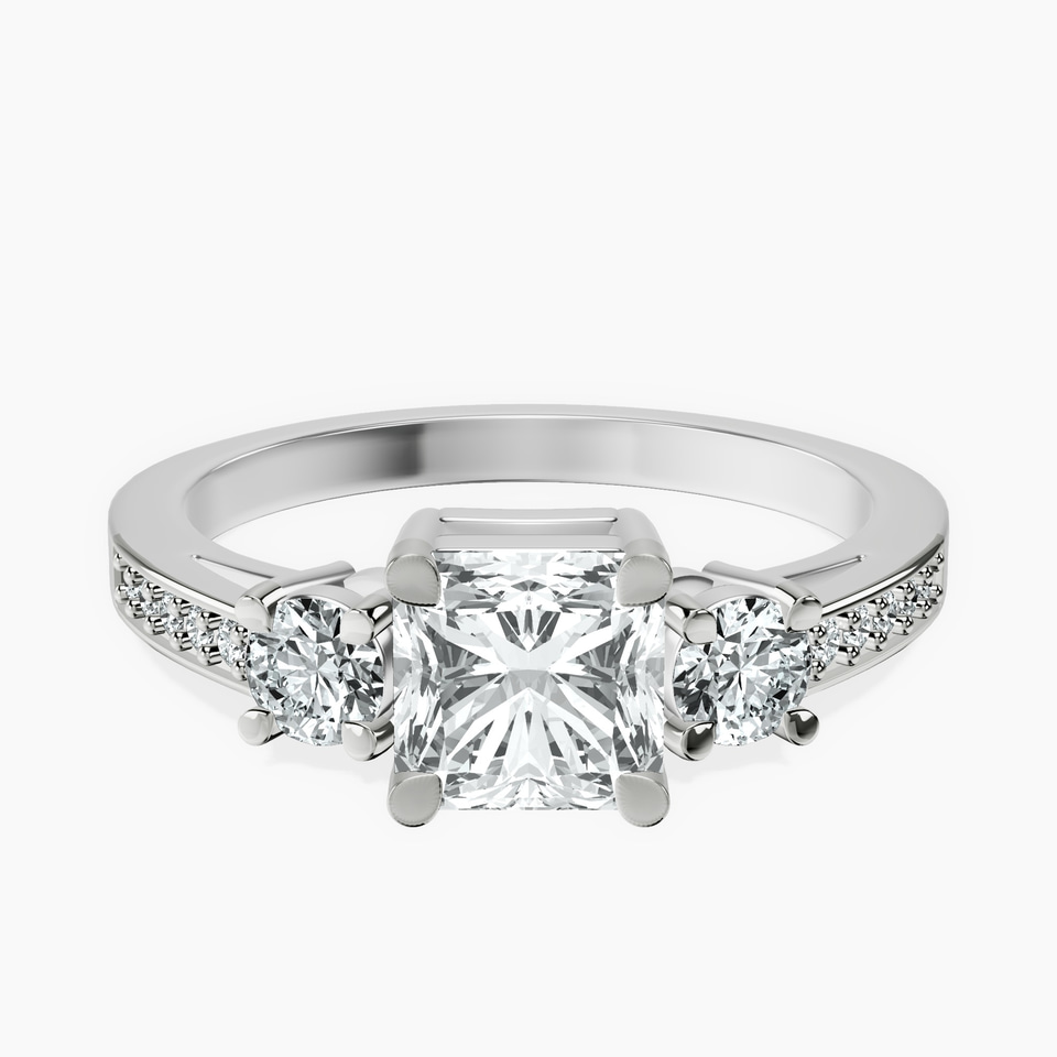 Platinum Trilogy Three Stone Lab Diamond Ring front image