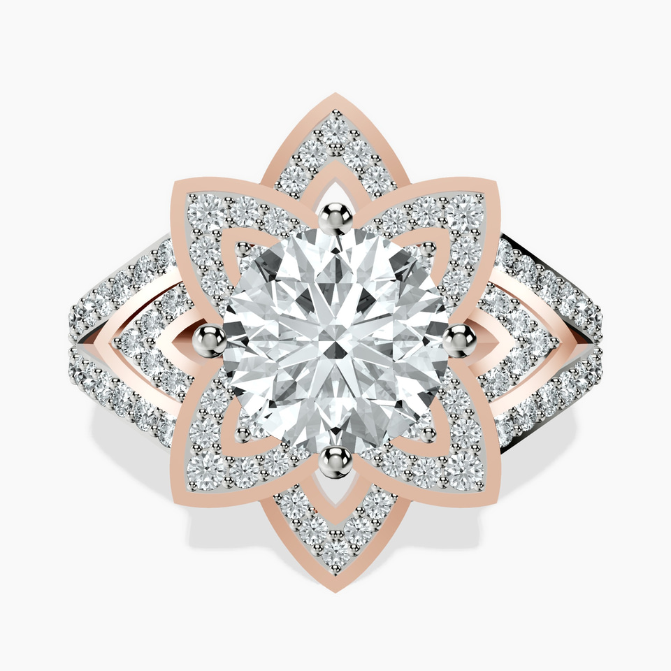 14ct Rose Gold Indigo Vintage Lab Diamond Ring front image