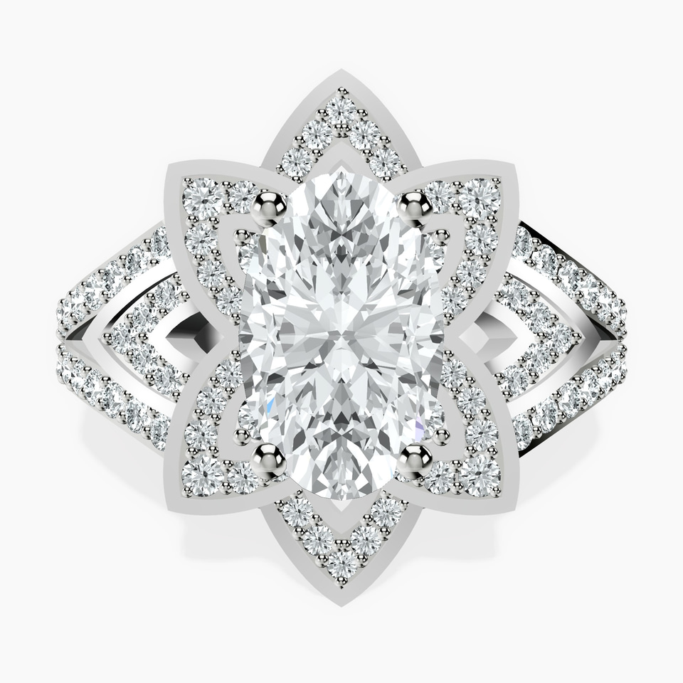 9ct White Gold Indigo Vintage Lab Diamond Ring front image