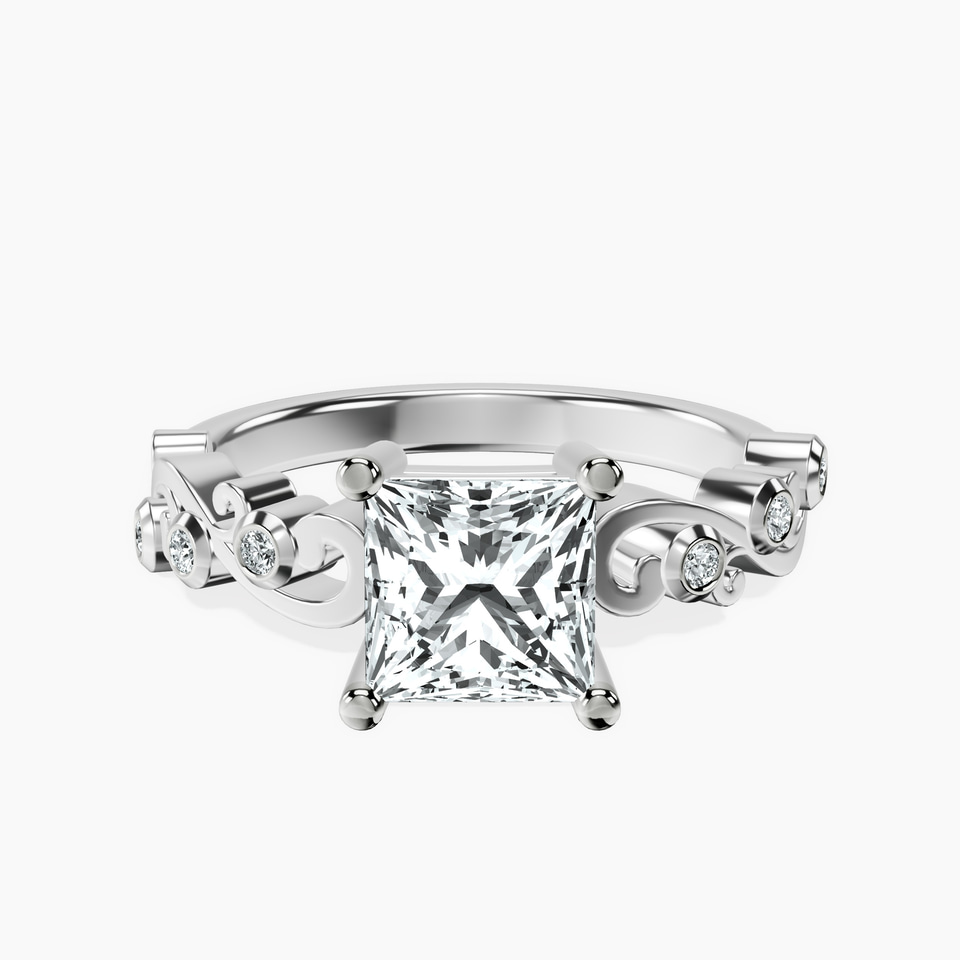 10kt White Gold Catrina Cutwork Lab Diamond Ring front image