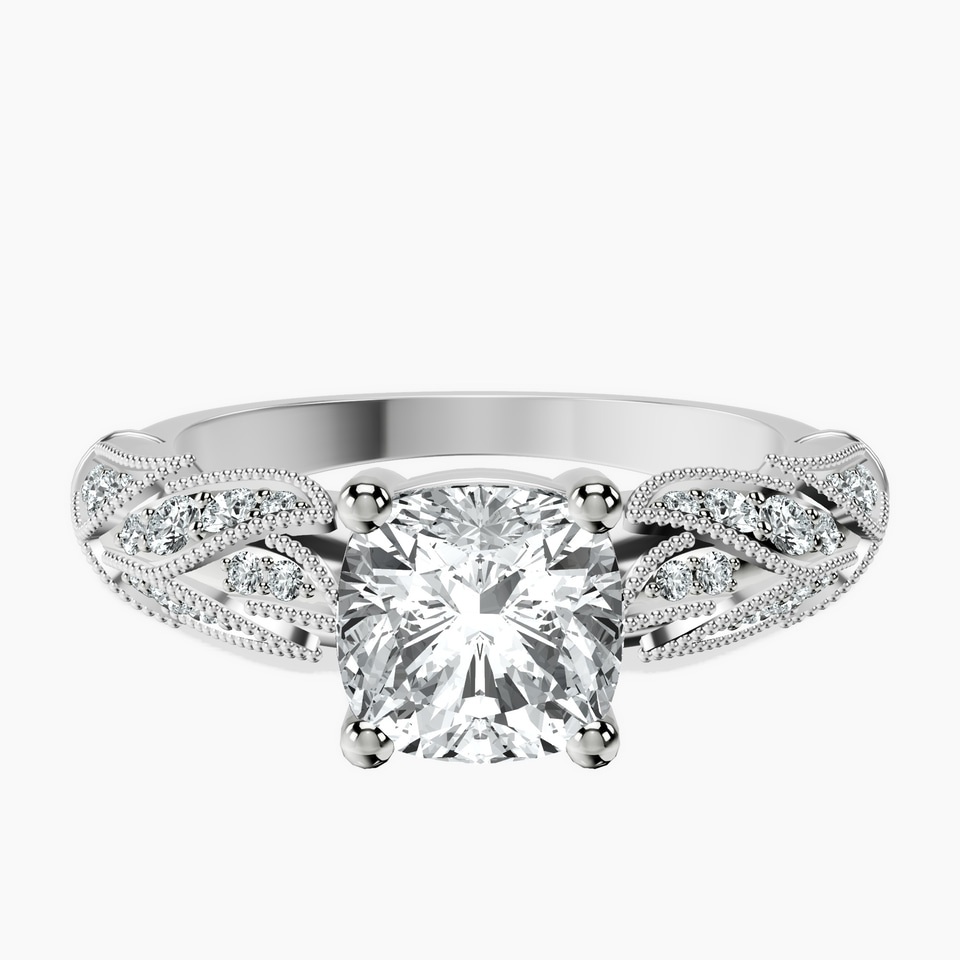 10kt White Gold Vintage Willow Lab Diamond Ring front image