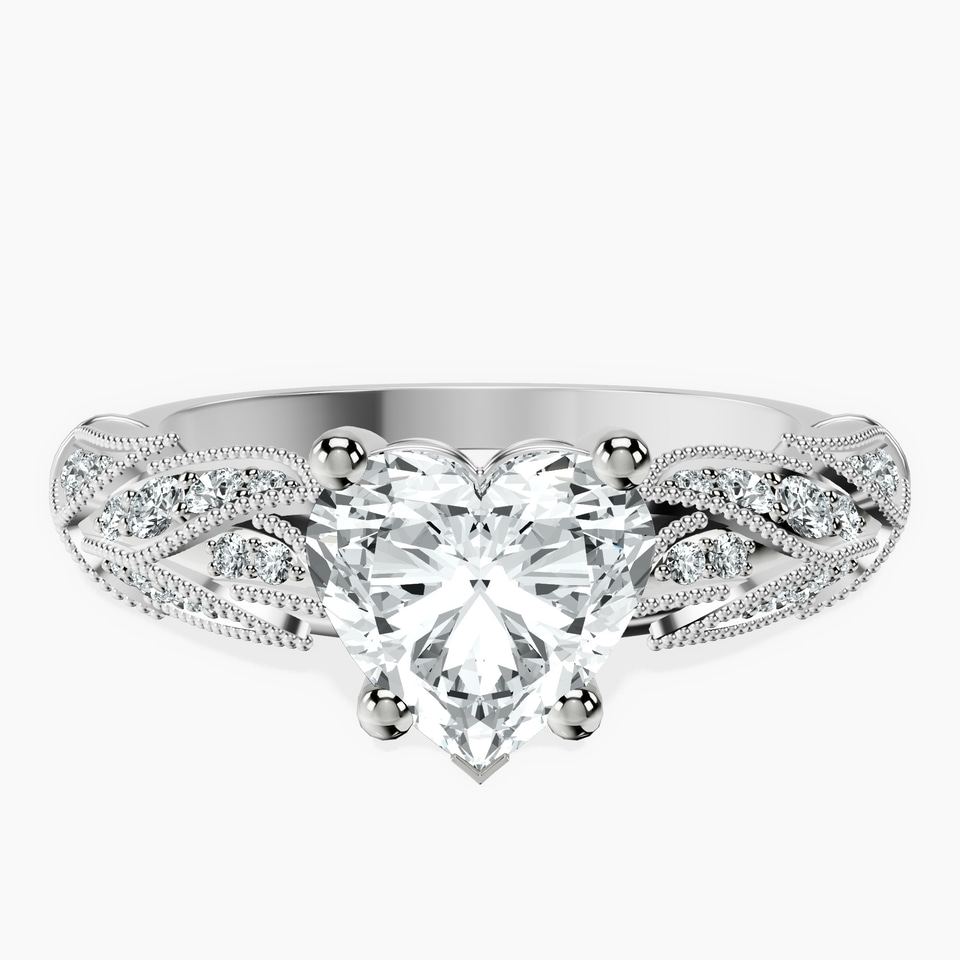 9ct White Gold Vintage Willow Lab Diamond Ring front image