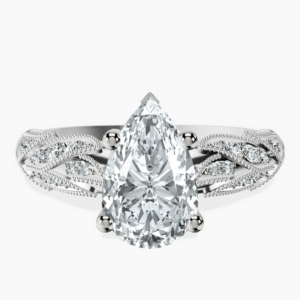 10kt White Gold Vintage Willow Lab Diamond Ring front image