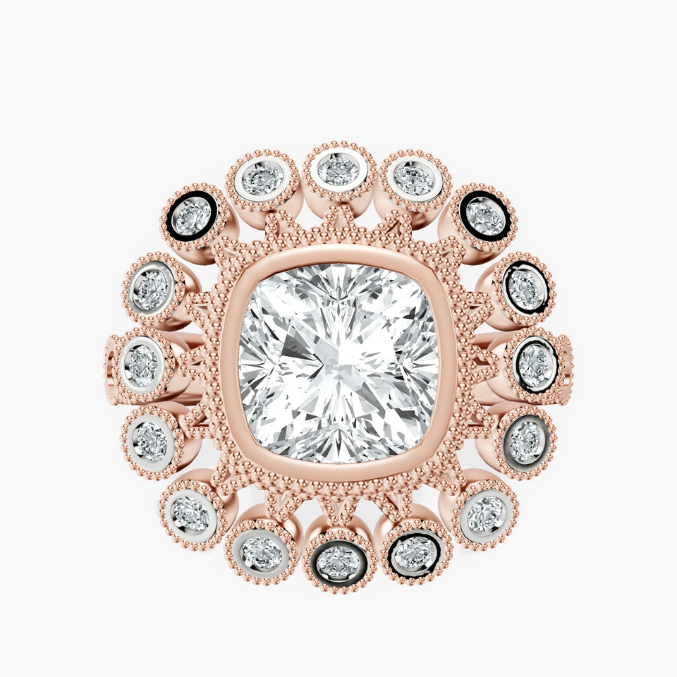 18ct Rose Gold Bloom Vintage Halo Lab Diamond Ring front image