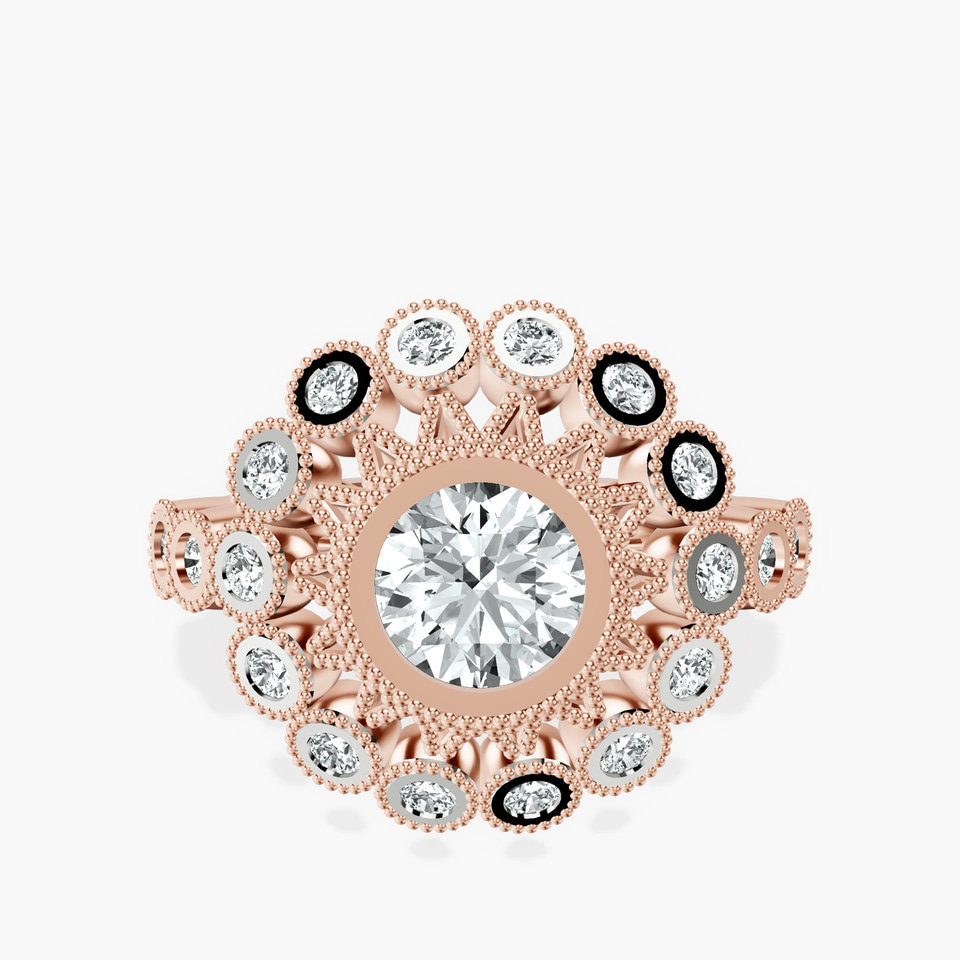 18ct Rose Gold Bloom Vintage Halo Lab Diamond Ring front image