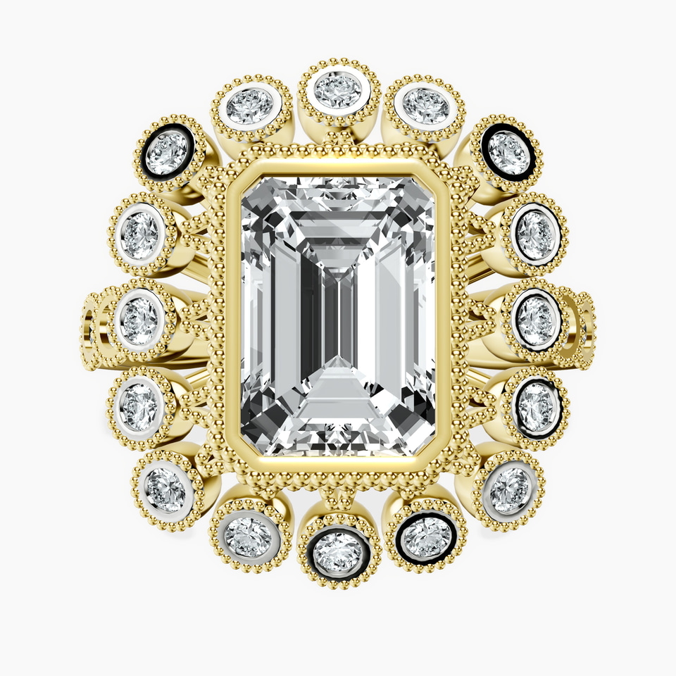 10kt Yellow Gold Bloom Vintage Halo Lab Diamond Ring front image