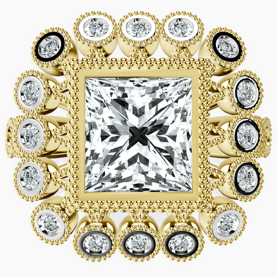 9ct Yellow Gold Bloom Vintage Halo Lab Diamond Ring front image