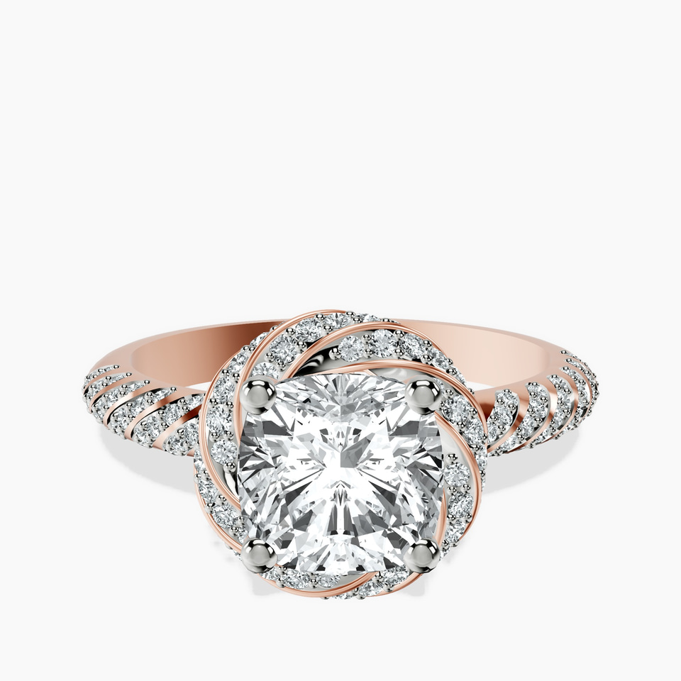 10kt Rose Gold Entwined Love Halo Lab Diamond Ring front image