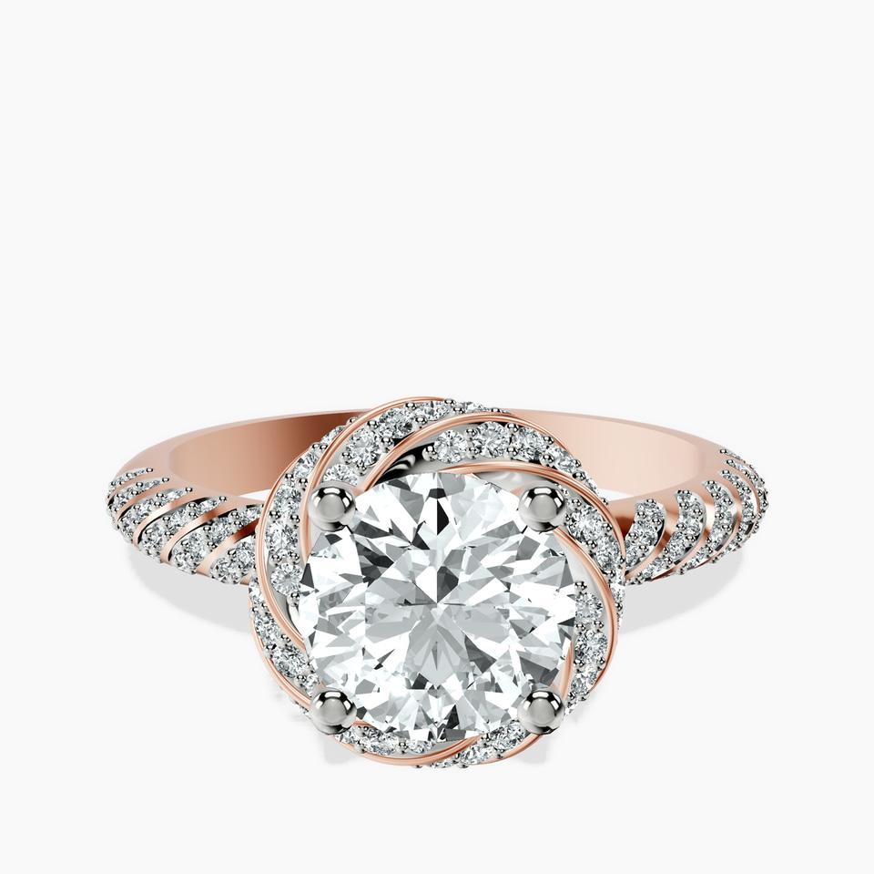 10kt Rose Gold Entwined Love Halo Lab Diamond Ring front image